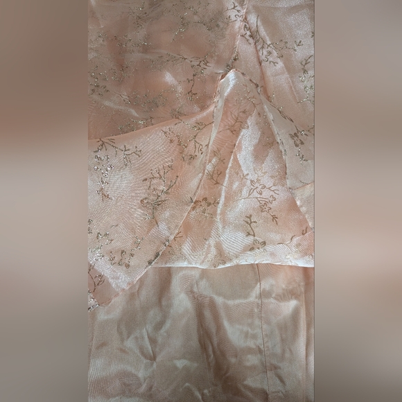 Beautiful Vintage Tangerine Gown with Gold Florals - Picture 14 of 17